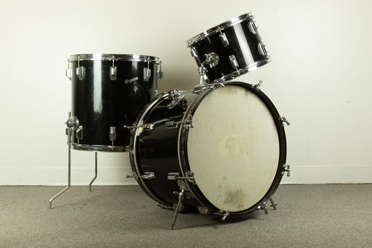 1960s Rogers Jet Black Pearl "Headliner" 14x20 9x13 and 16x16 Drum Set