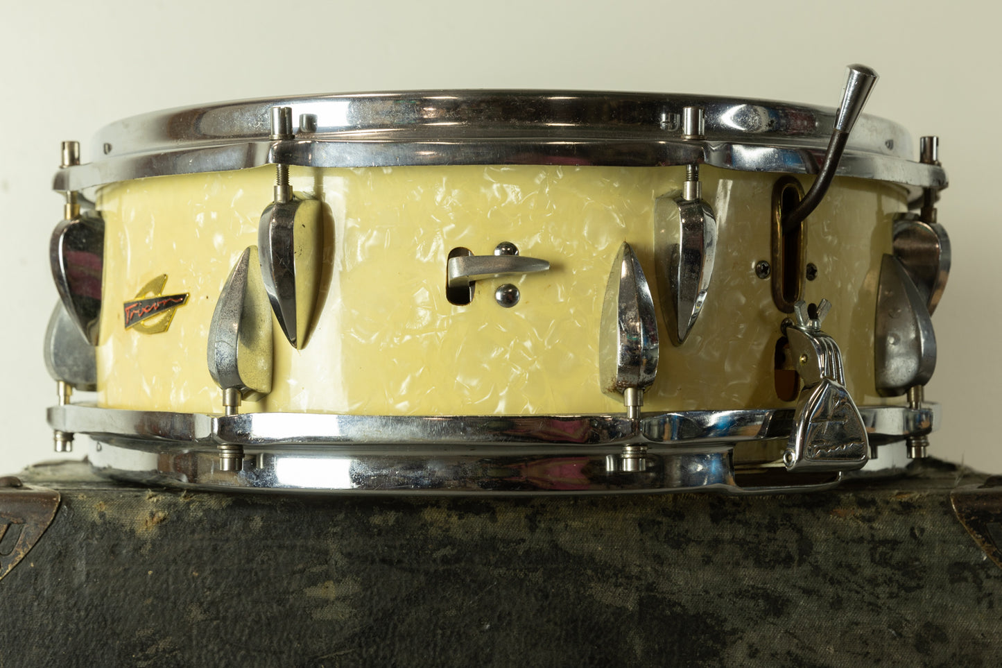 Vintage Trixon Model 1/440 5x14 White Marine Pearl Snare Drum