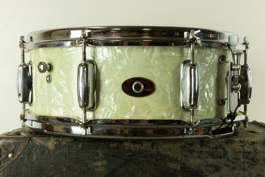 1960s Slingerland 5.5x14 White Marine Pearl Hollywood Ace Snare Drum