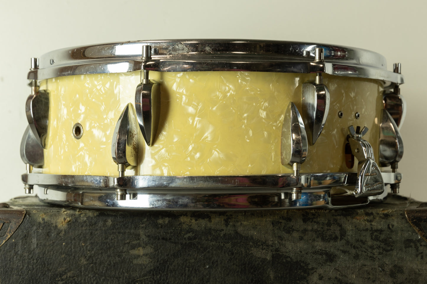 Vintage Trixon Model 1/440 5x14 White Marine Pearl Snare Drum