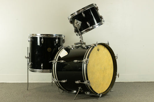 1960s Gretsch Black Nitron Progressive Jazz 14x18 8x12 and 14x14 Drum Set