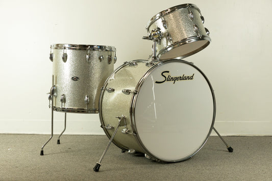 1970s Slingerland "Jet" Sparkling Silver Pearl Drum Set