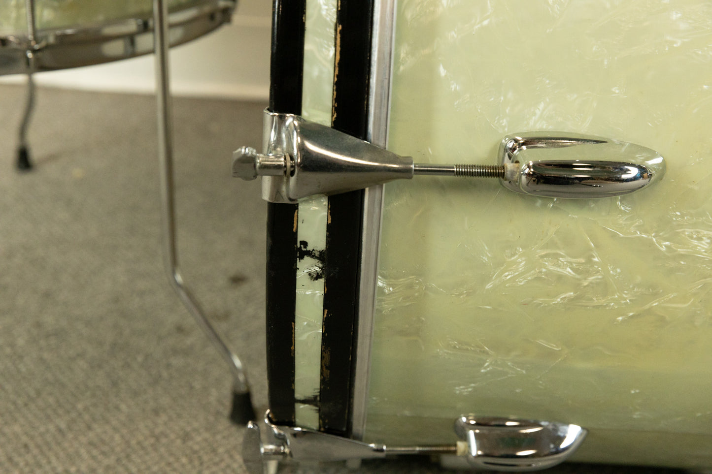 1970s Slingerland White Marine Pearl 14x22 9x13 and 16x16 Drum Set