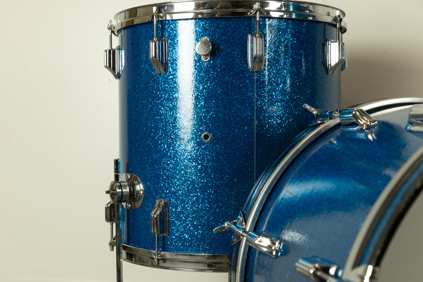 1970s Rogers Sparkling Blue Pearl 14x20 8x12 and 16x16 Drum Set