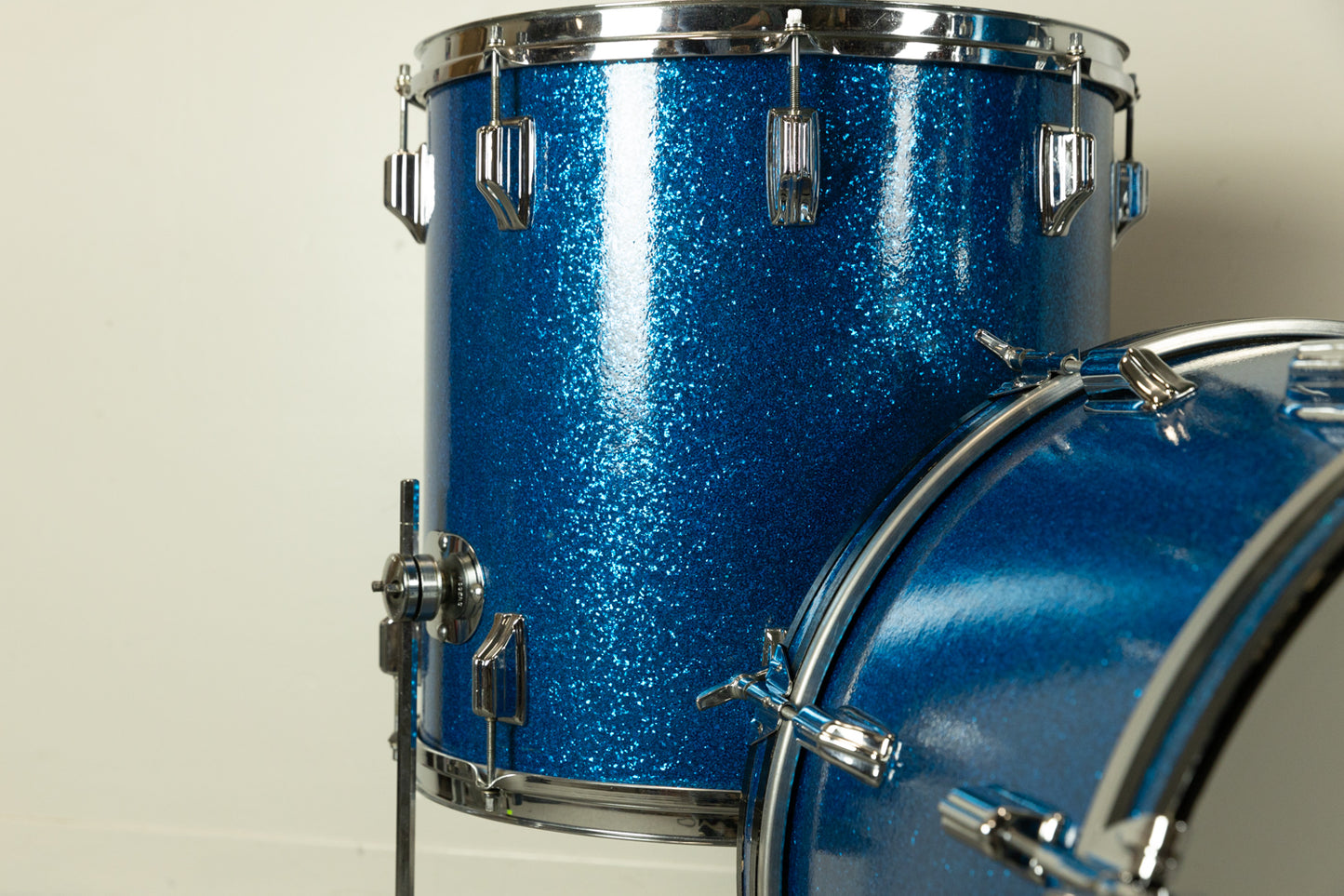 1970s Rogers Sparkling Blue Pearl 14x20 8x12 and 16x16 Drum Set