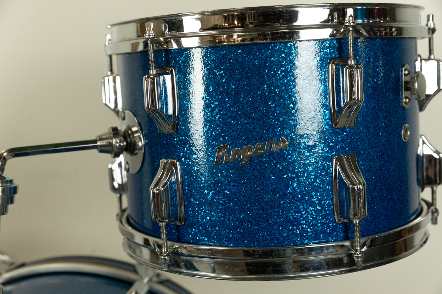 1970s Rogers Sparkling Blue Pearl 14x20 8x12 and 16x16 Drum Set