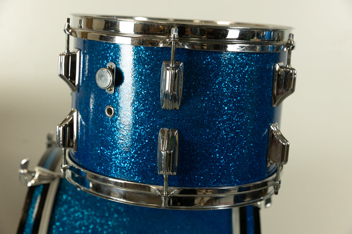 1970s Rogers Sparkling Blue Pearl 14x20 8x12 and 16x16 Drum Set