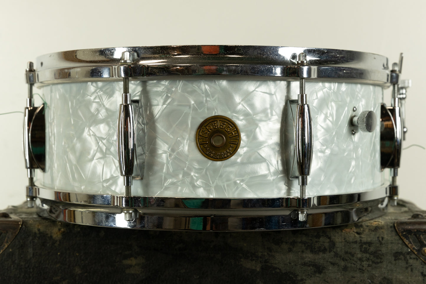 1960s Gretsch 5.5x14 Model 4103 White Marine Pearl Snare Drum