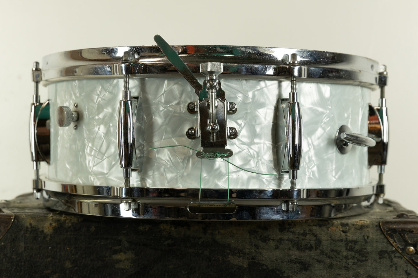 1960s Gretsch 5.5x14 Model 4103 White Marine Pearl Snare Drum