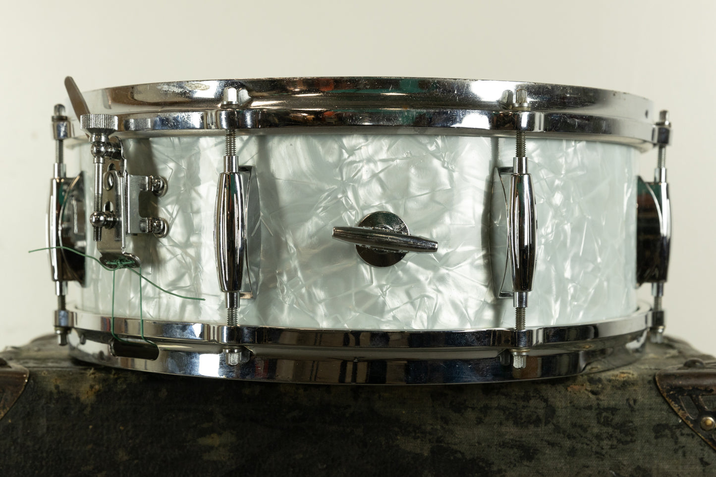 1960s Gretsch 5.5x14 Model 4103 White Marine Pearl Snare Drum