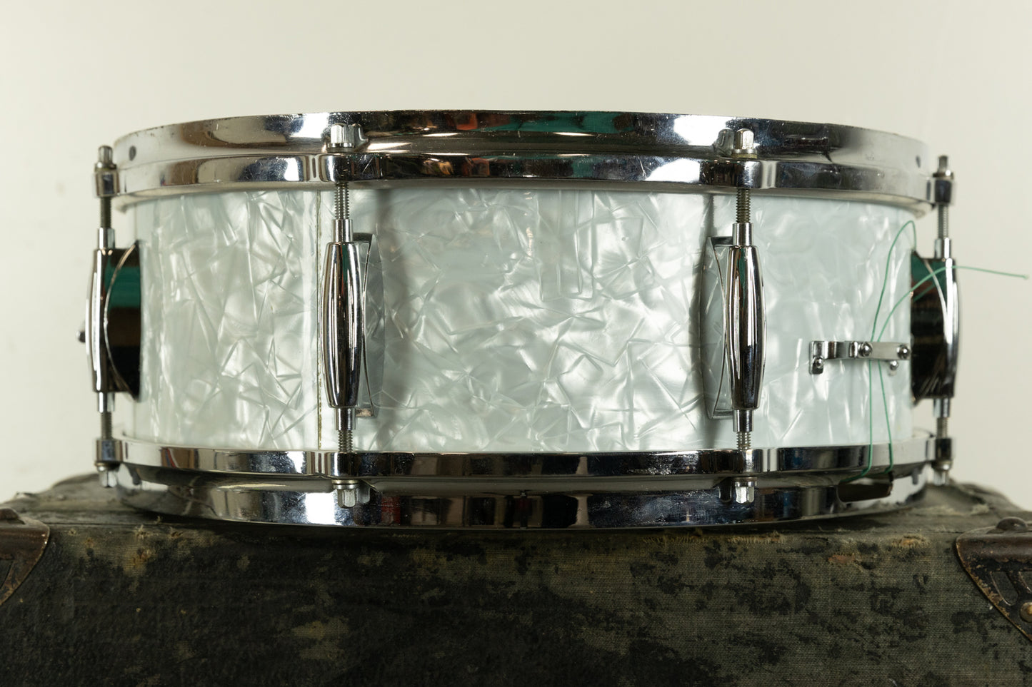 1960s Gretsch 5.5x14 Model 4103 White Marine Pearl Snare Drum