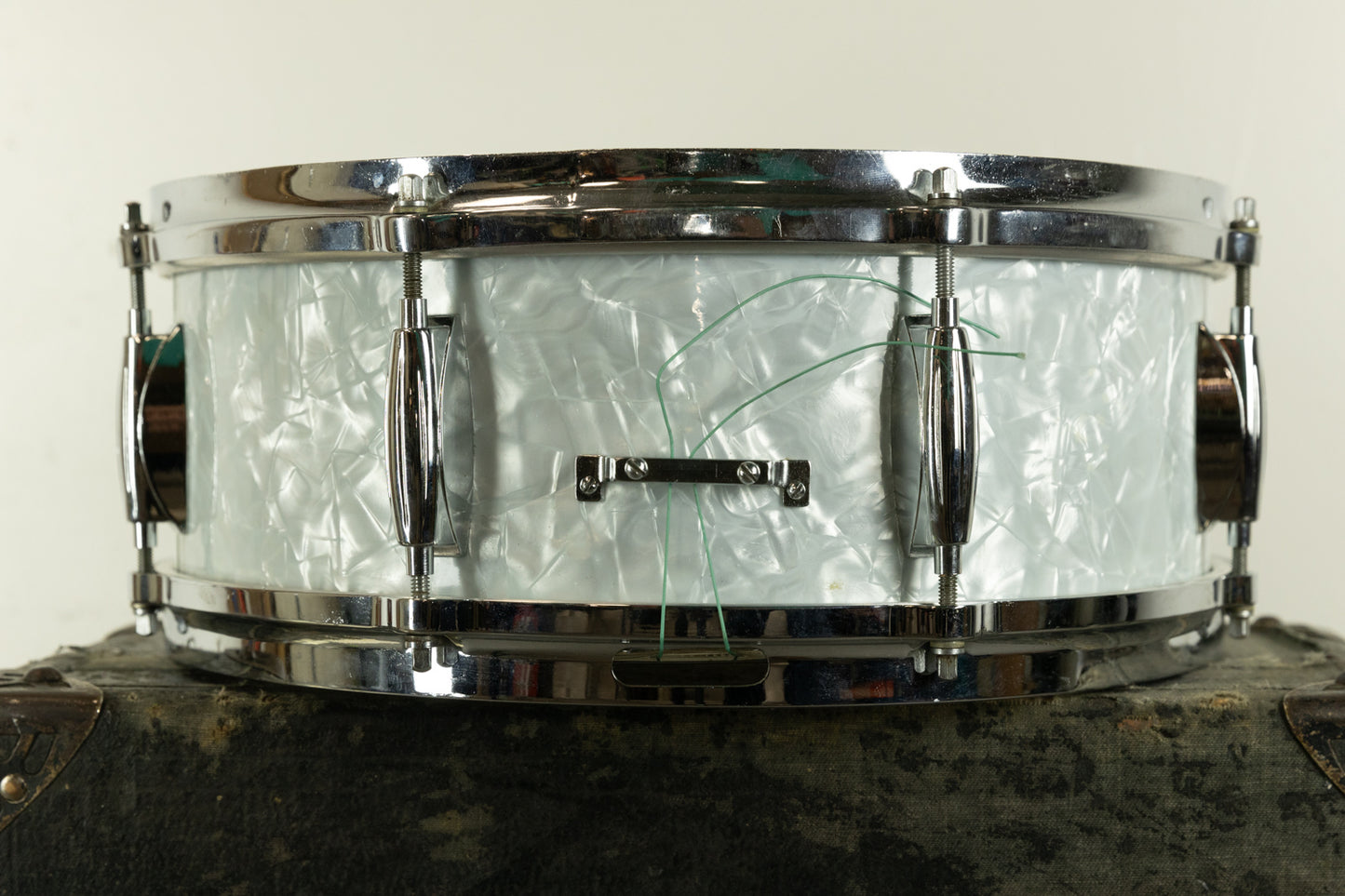 1960s Gretsch 5.5x14 Model 4103 White Marine Pearl Snare Drum