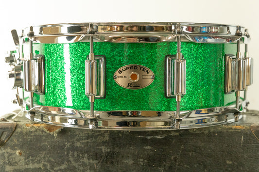 Rogers SuperTen 5x14 Wood Shell Classic Green Sparkle Snare Drum