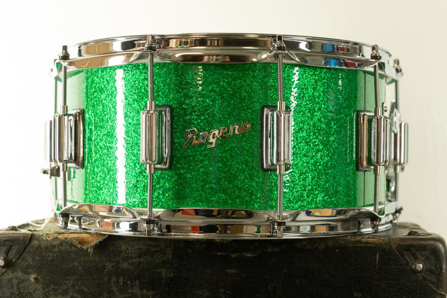 Rogers SuperTen 6.5x14 Wood Shell Classic Green Sparkle Snare Drum