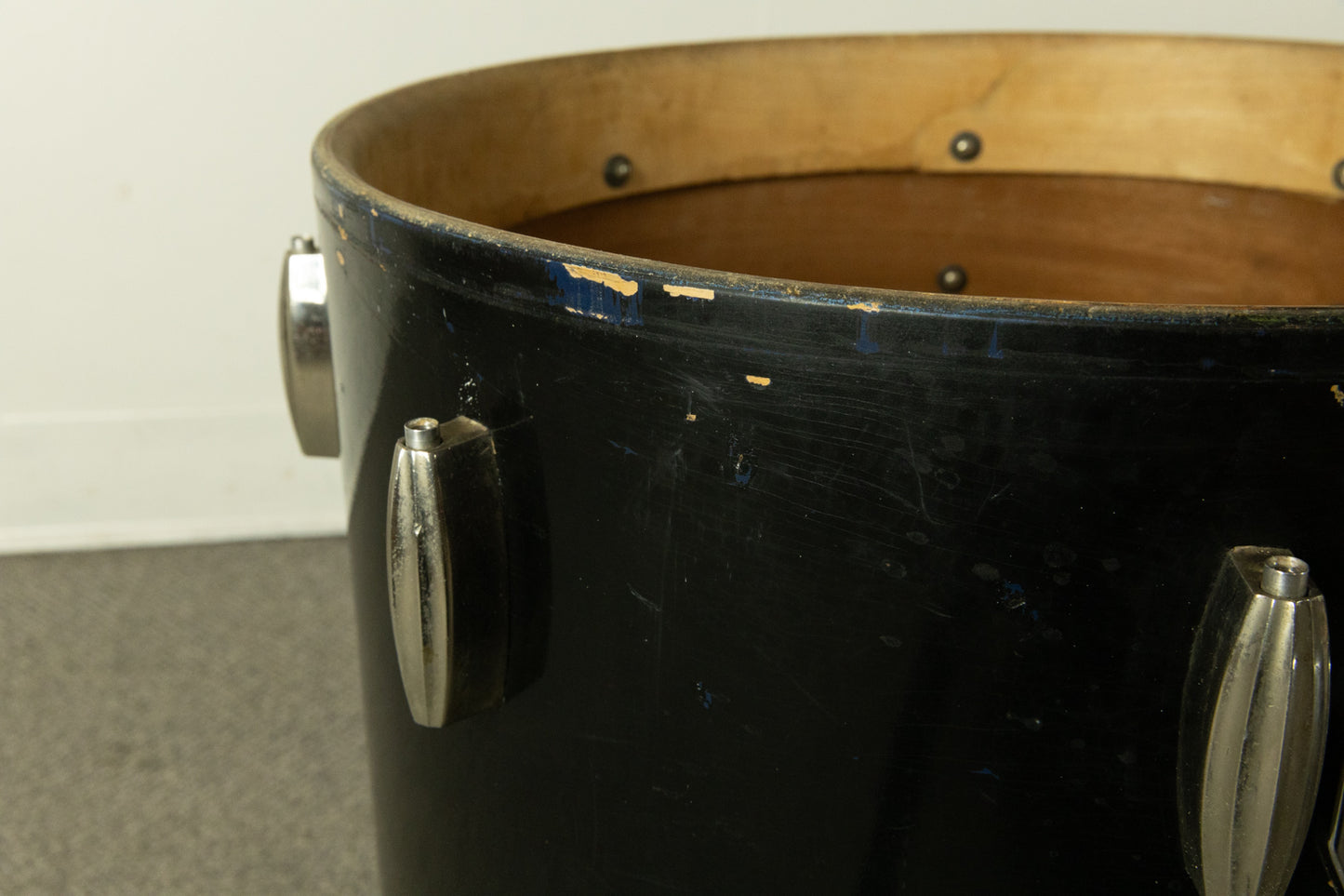 1940s Slingerland 16x16 Radio King Black Lacquer Floor Tom