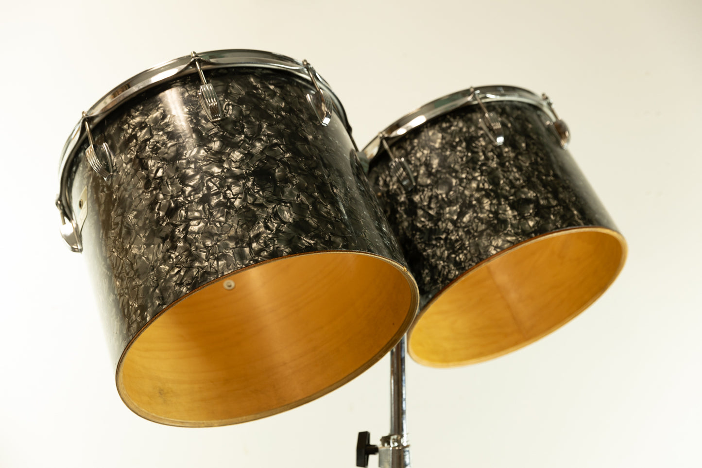 1970s Ludwig 12x15" and 14x16" Black Diamond Pearl Concert Toms