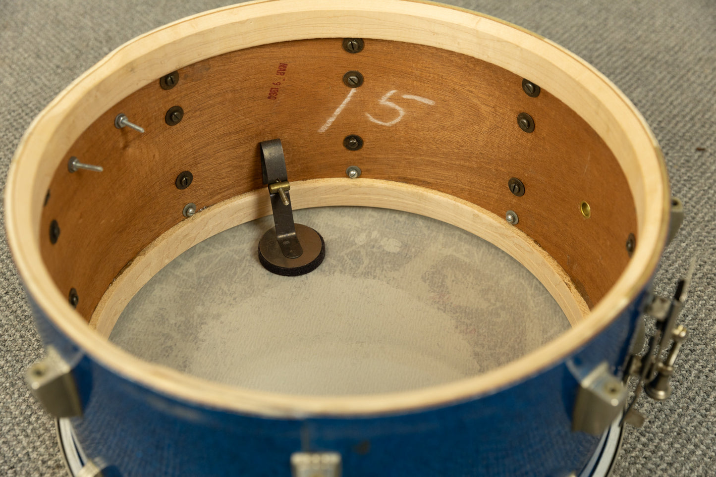 1960 Ludwig 8x15 Blue Sparkle Festival Model School Concert Drum