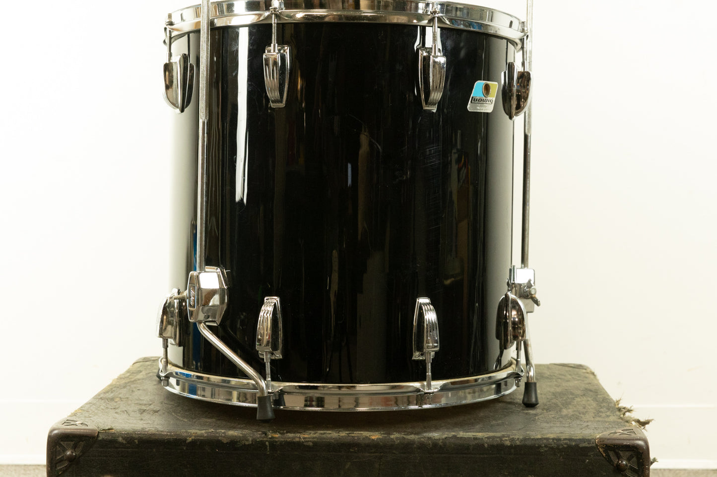 1980s Ludwig 16x16 Black Cortex Floor Tom