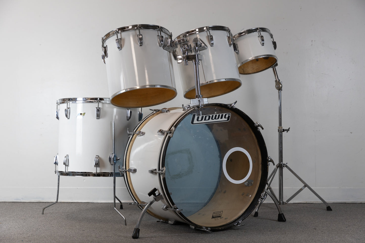 1980s Ludwig White Cortex "Concert Tom" Drum Set