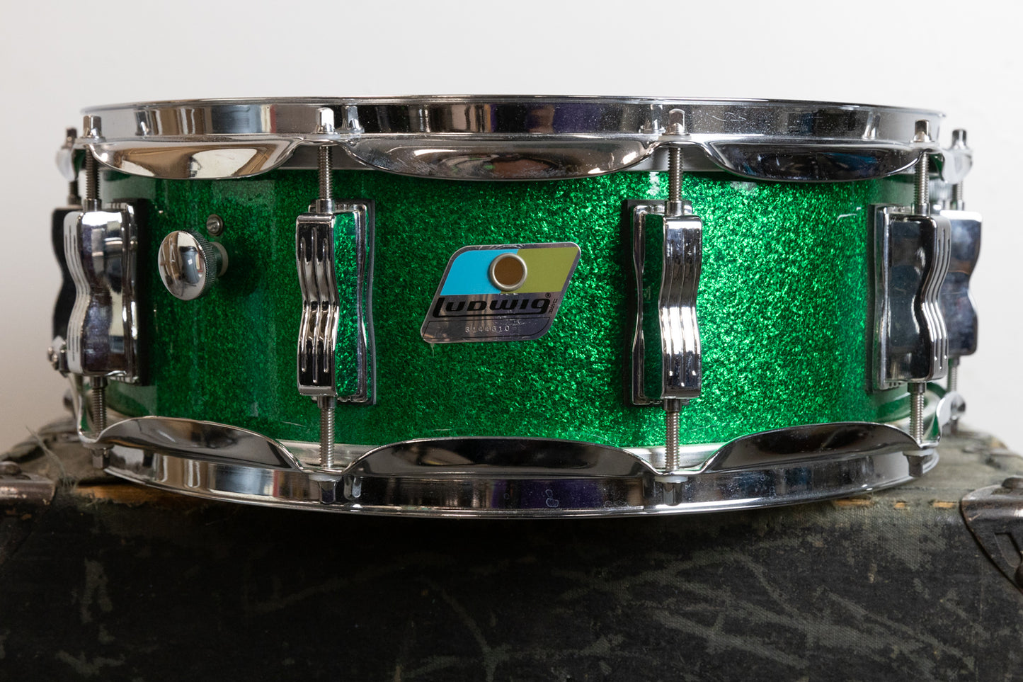 Vintage Ludwig 5x14 Green Sparkle Jazz Festival Snare Drum