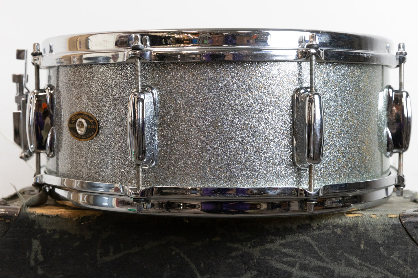 1950s Slingerland 5.5x14 "Radio King" Aqua Sparkle Pearl Snare Drum