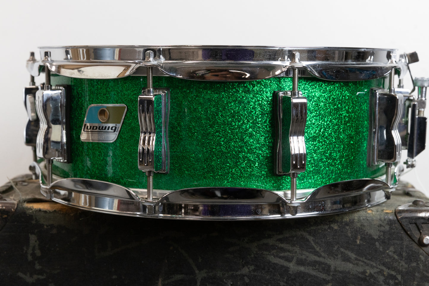 Vintage Ludwig 5x14 Green Sparkle Jazz Festival Snare Drum