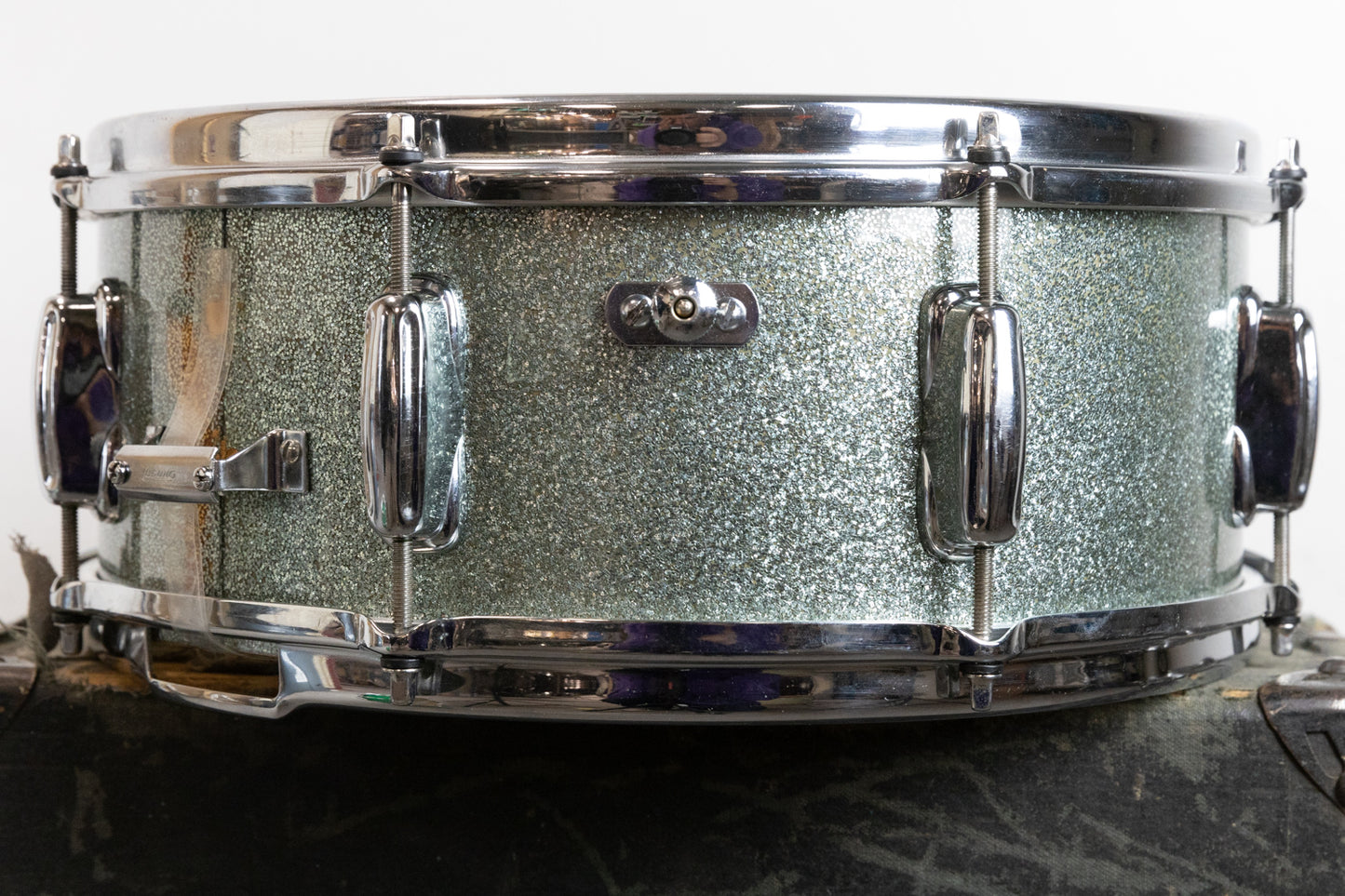 1950s Slingerland 5.5x14 "Radio King" Aqua Sparkle Pearl Snare Drum