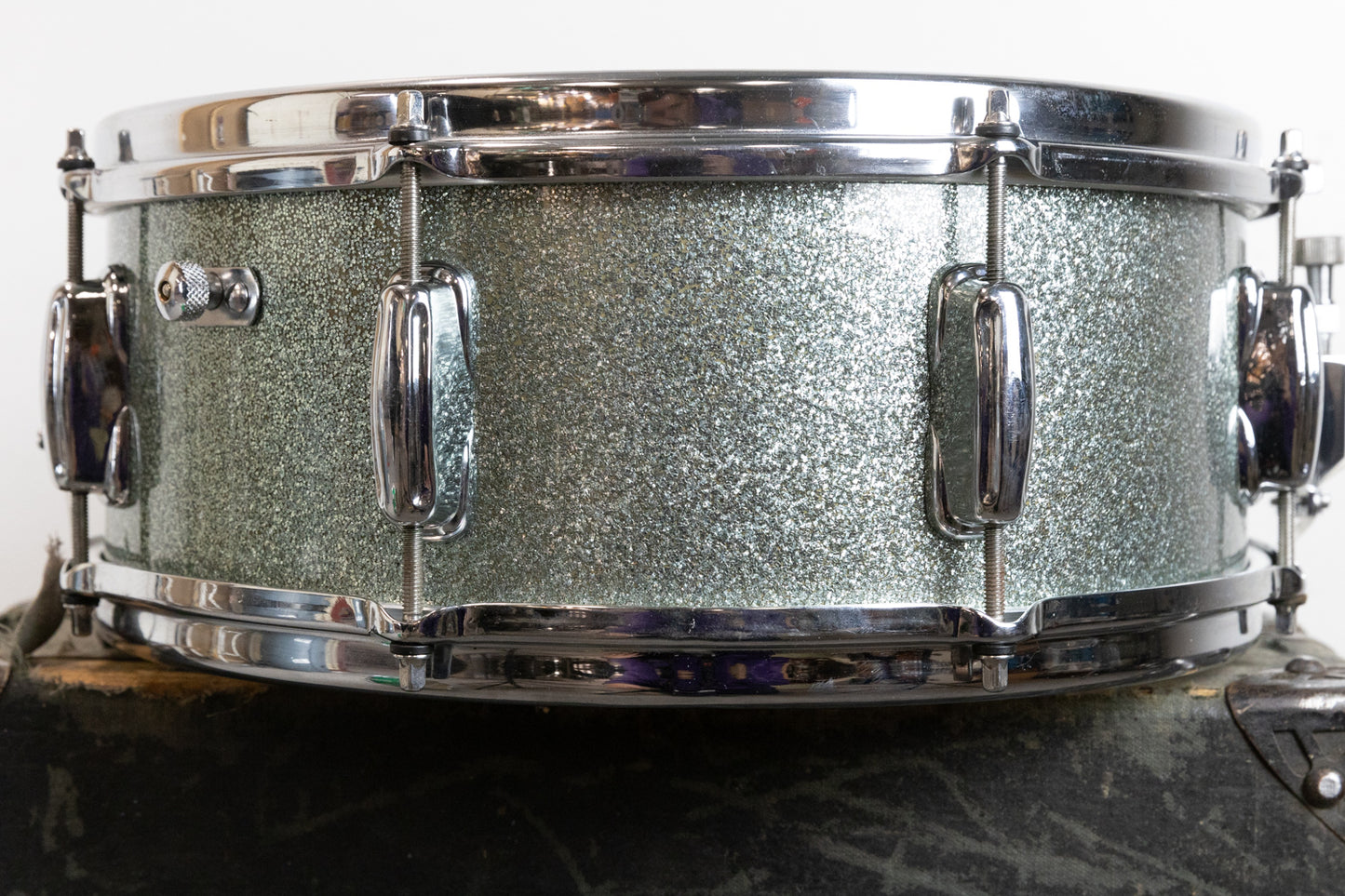 1950s Slingerland 5.5x14 "Radio King" Aqua Sparkle Pearl Snare Drum