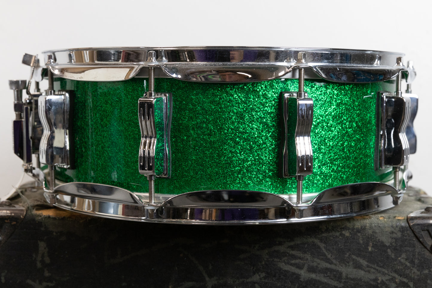 Vintage Ludwig 5x14 Green Sparkle Jazz Festival Snare Drum