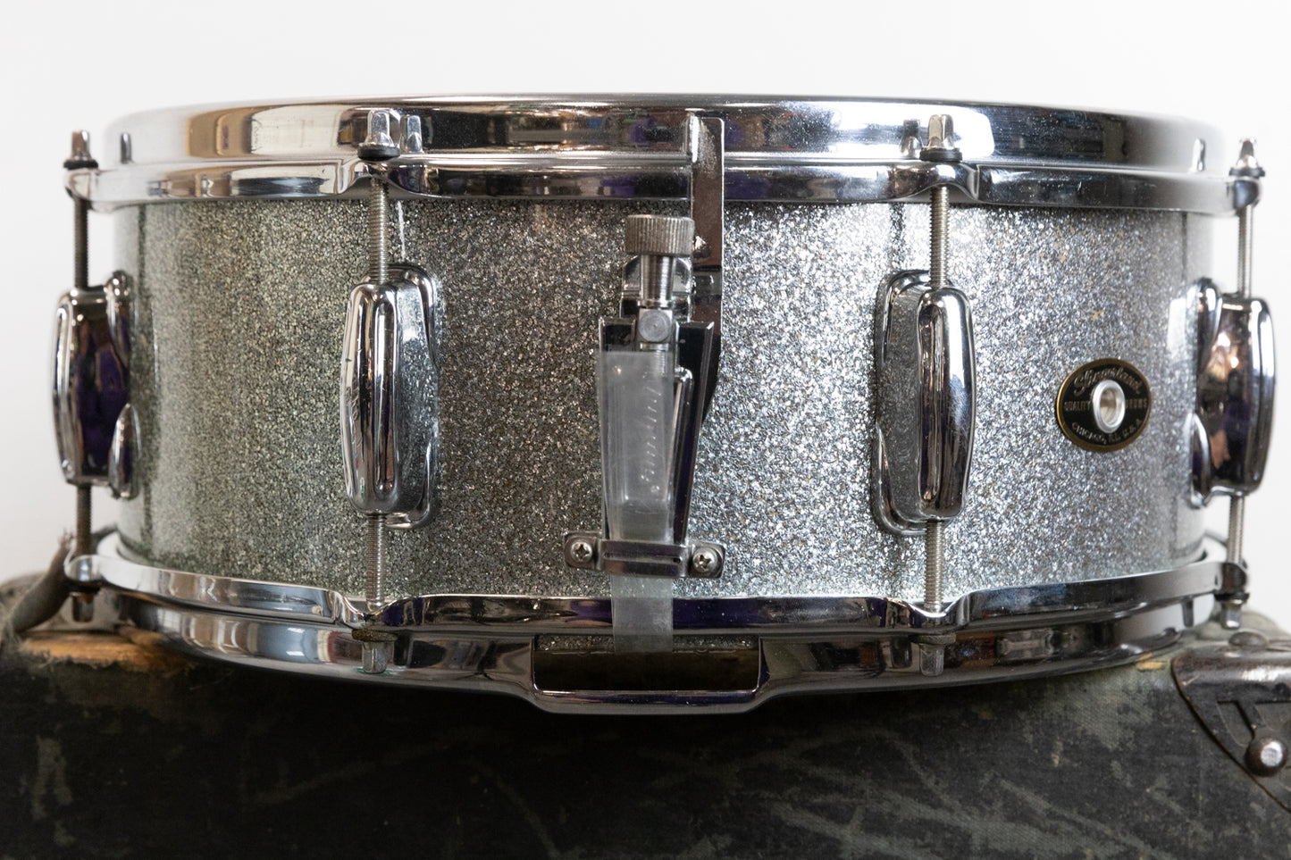 1950s Slingerland 5.5x14 "Radio King" Aqua Sparkle Pearl Snare Drum