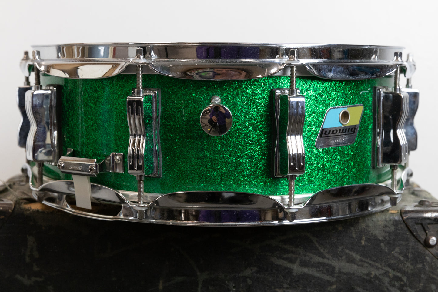 Vintage Ludwig 5x14 Green Sparkle Jazz Festival Snare Drum