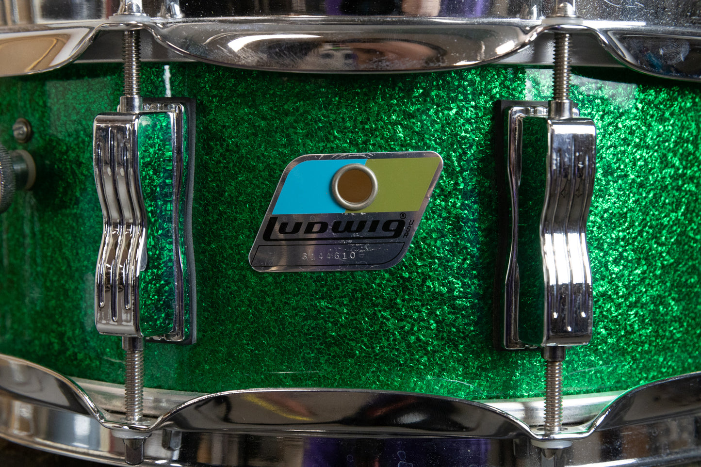 Vintage Ludwig 5x14 Green Sparkle Jazz Festival Snare Drum