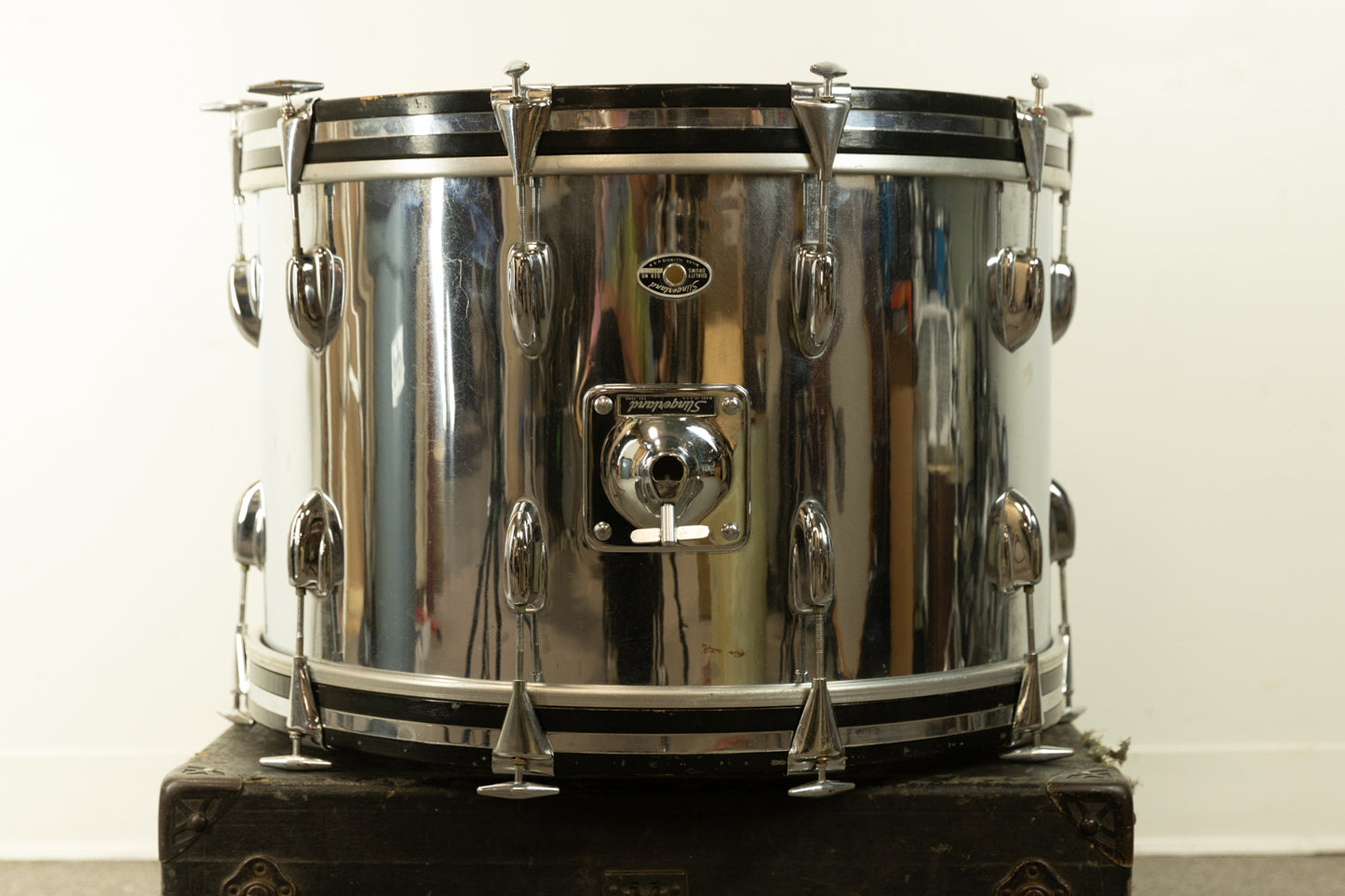 1970s Slingerland 14x22 Chrome Over Wood Bass Drum