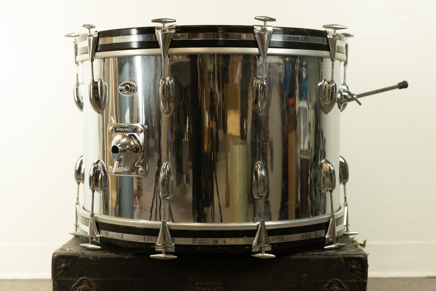 1970s Slingerland 14x22 Chrome Over Wood Bass Drum