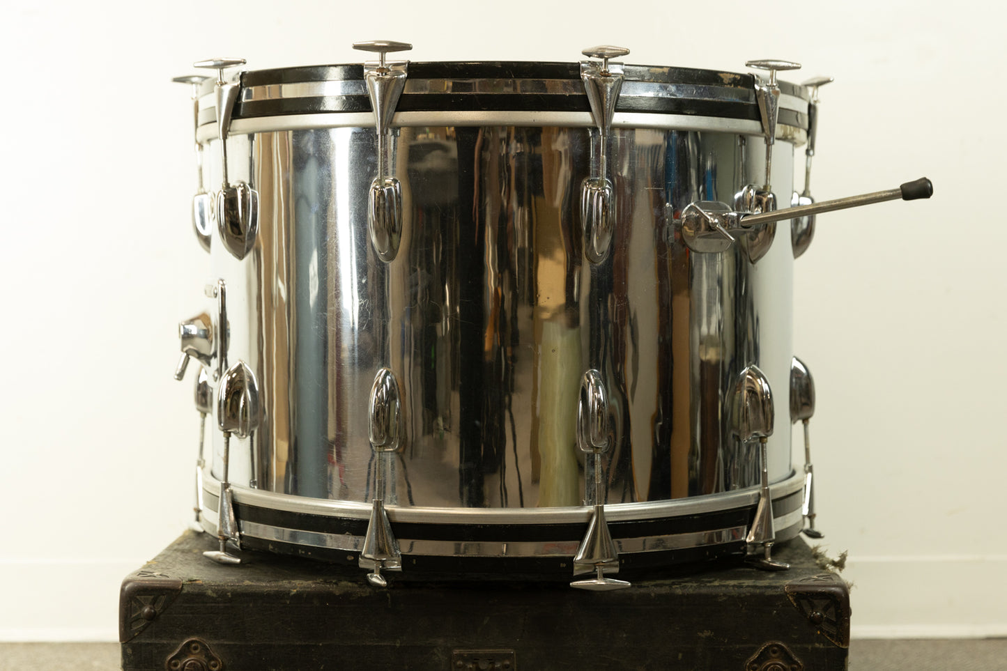 1970s Slingerland 14x22 Chrome Over Wood Bass Drum