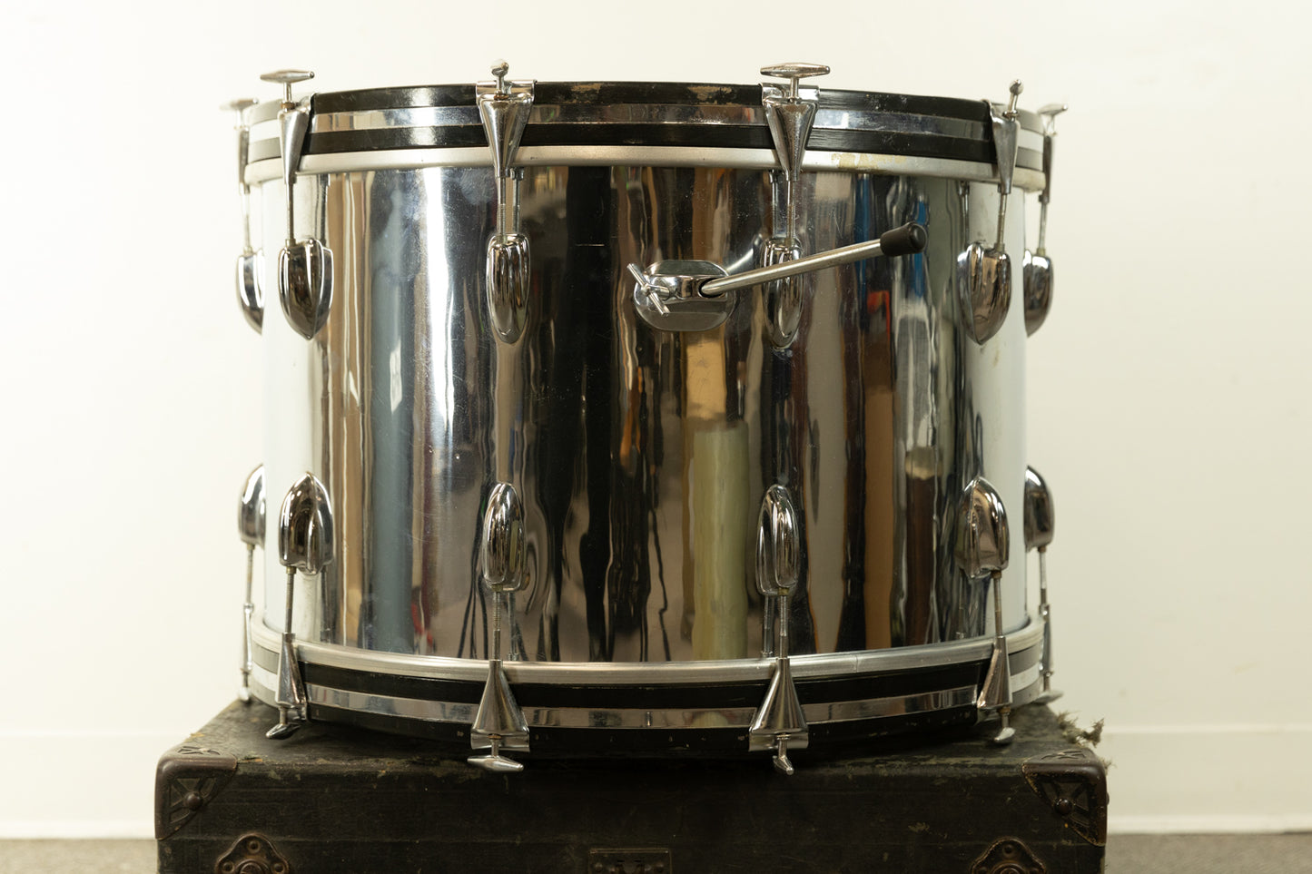 1970s Slingerland 14x22 Chrome Over Wood Bass Drum