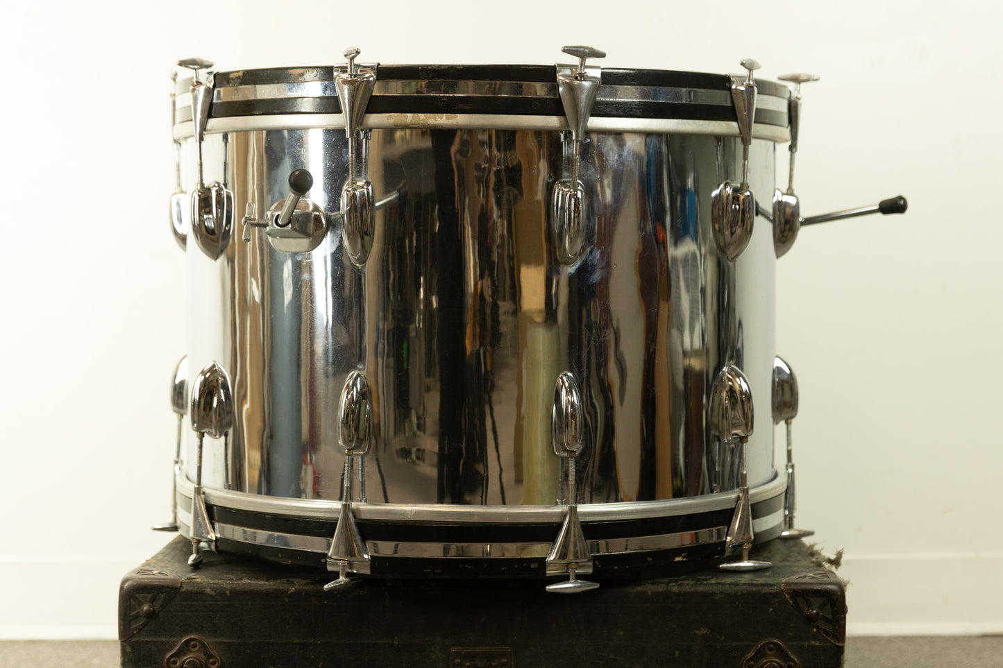 1970s Slingerland 14x22 Chrome Over Wood Bass Drum