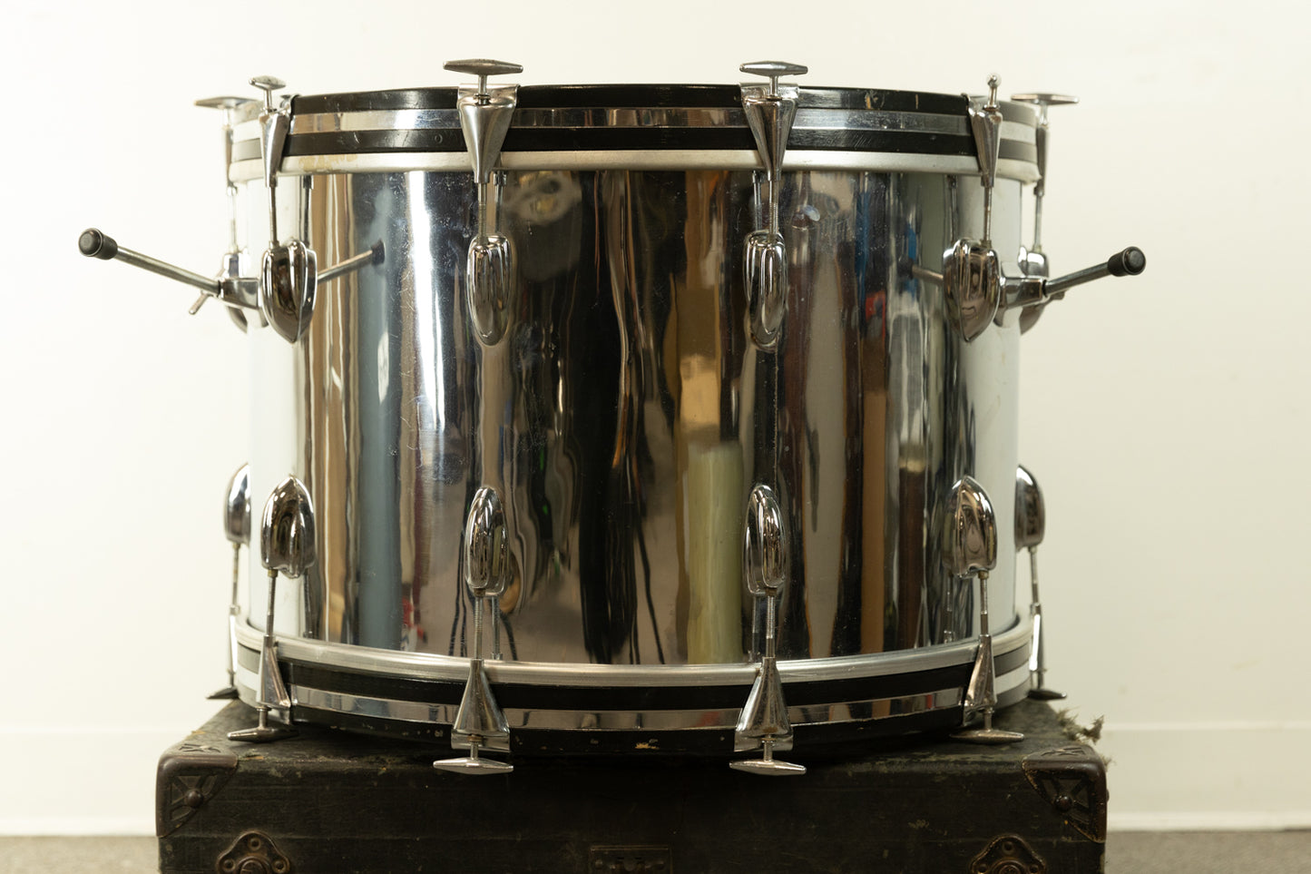 1970s Slingerland 14x22 Chrome Over Wood Bass Drum