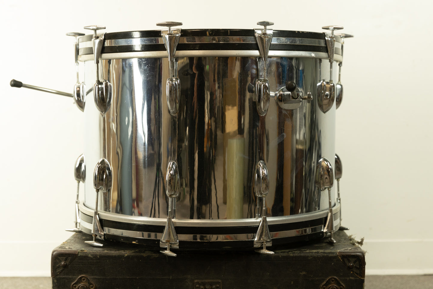 1970s Slingerland 14x22 Chrome Over Wood Bass Drum