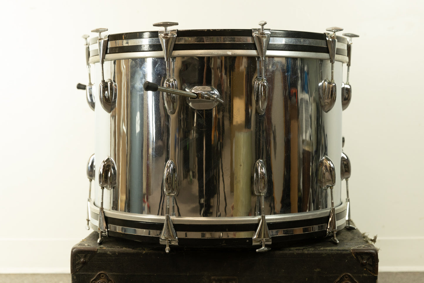 1970s Slingerland 14x22 Chrome Over Wood Bass Drum