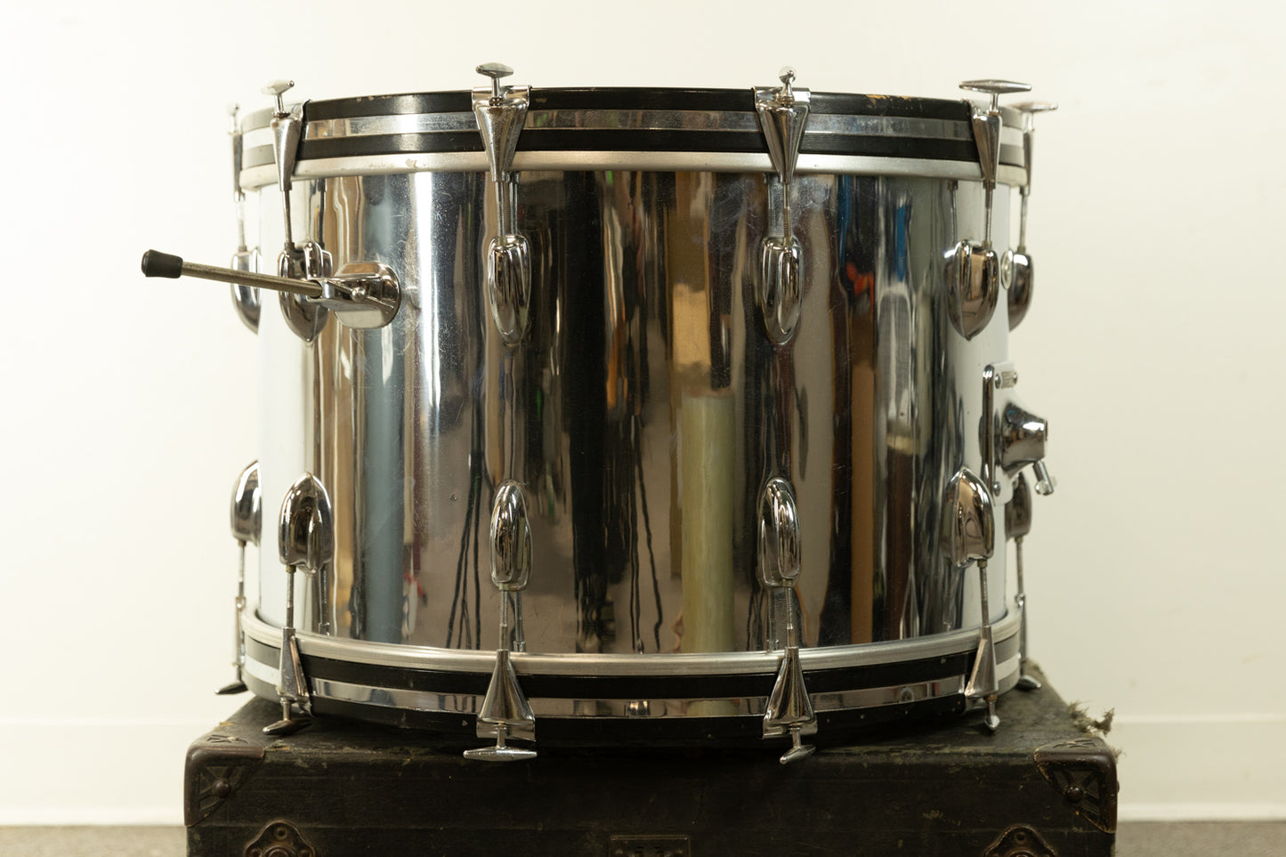 1970s Slingerland 14x22 Chrome Over Wood Bass Drum