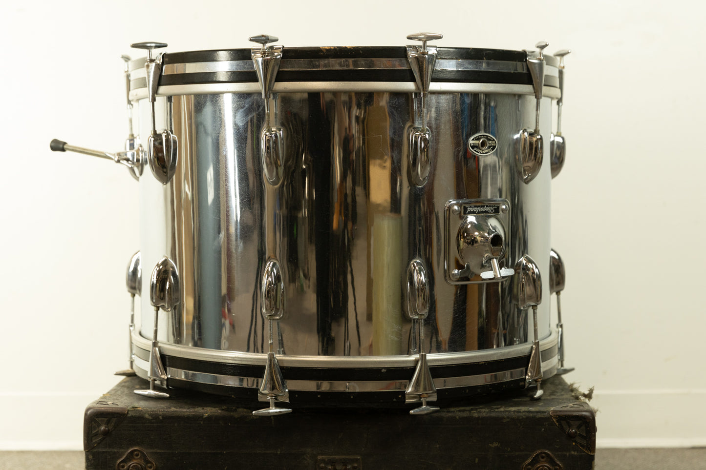 1970s Slingerland 14x22 Chrome Over Wood Bass Drum