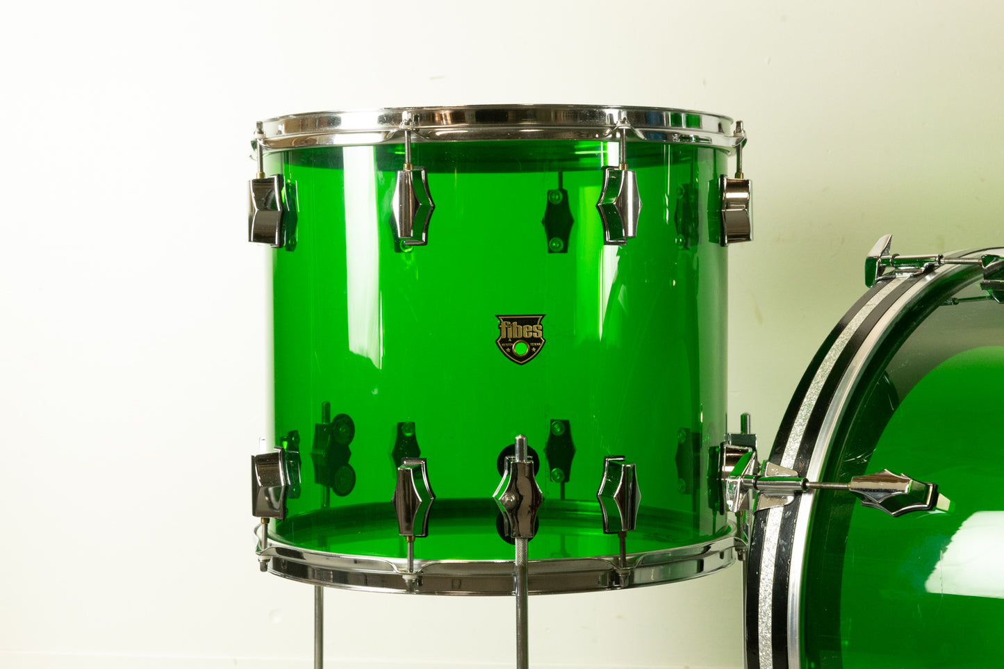 2000s Fibes Green Crystalite Drum Set