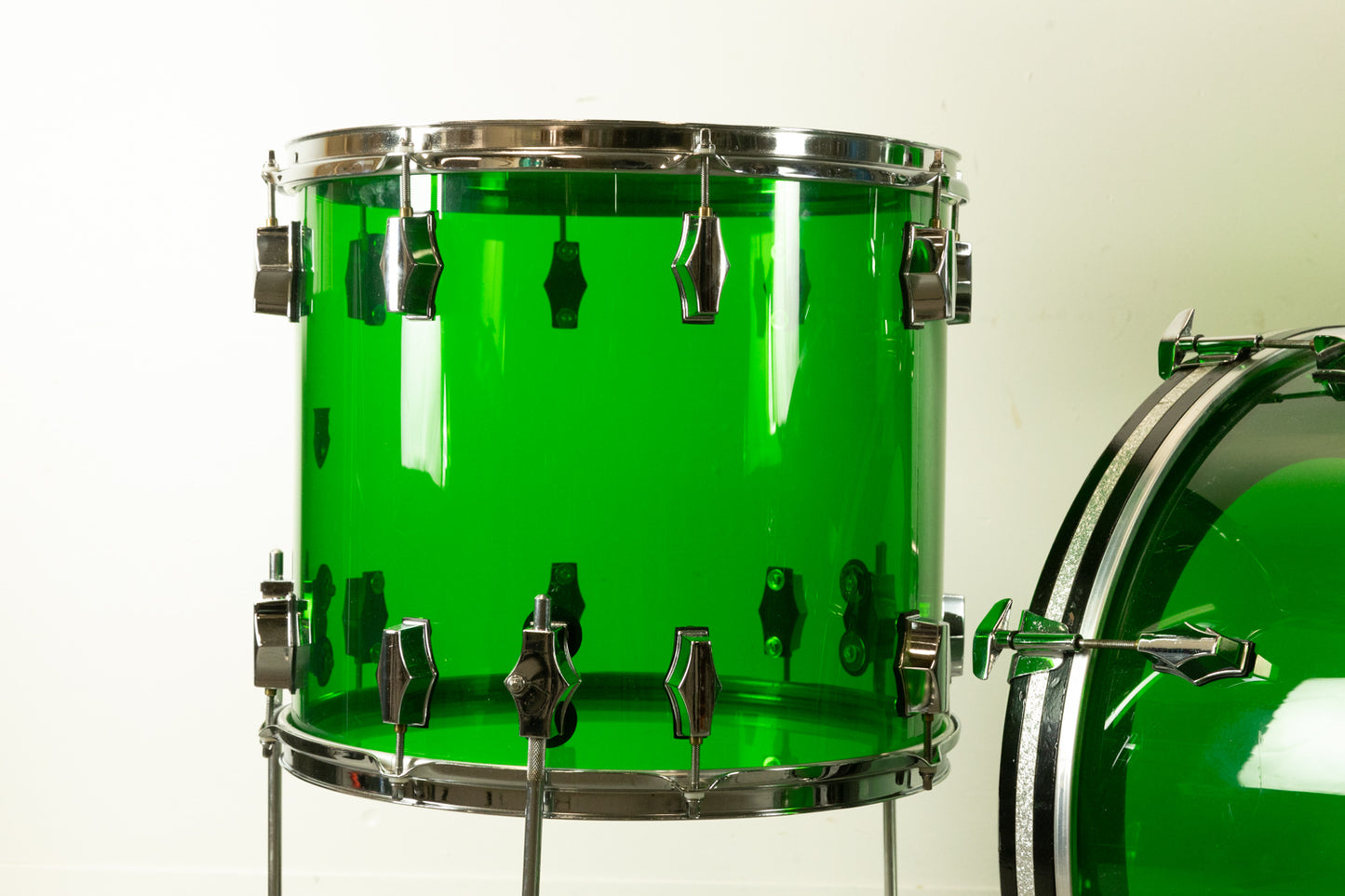 2000s Fibes Green Crystalite Drum Set