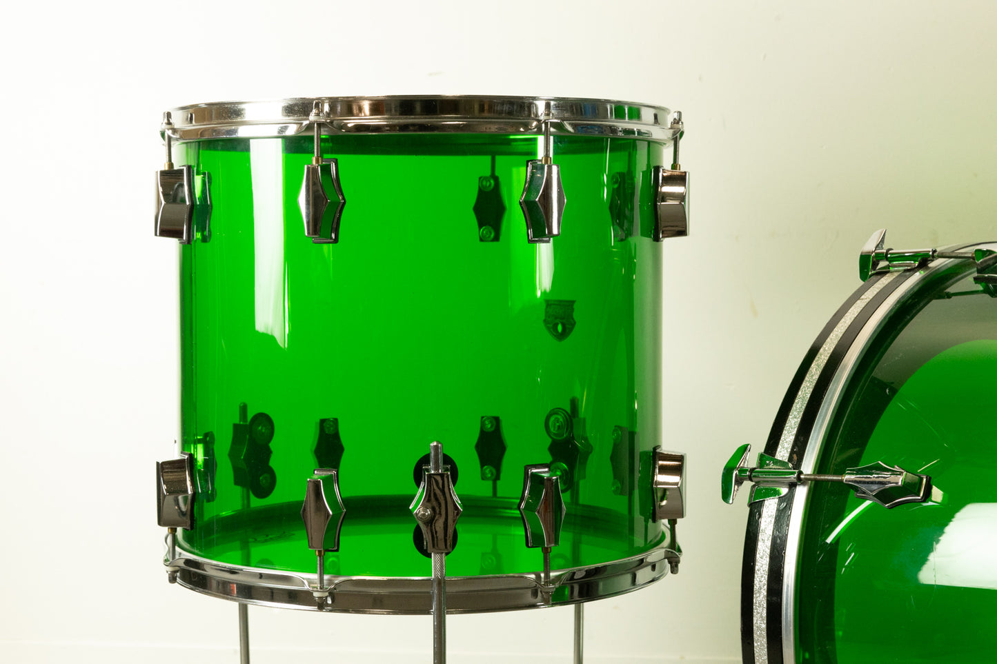 2000s Fibes Green Crystalite Drum Set