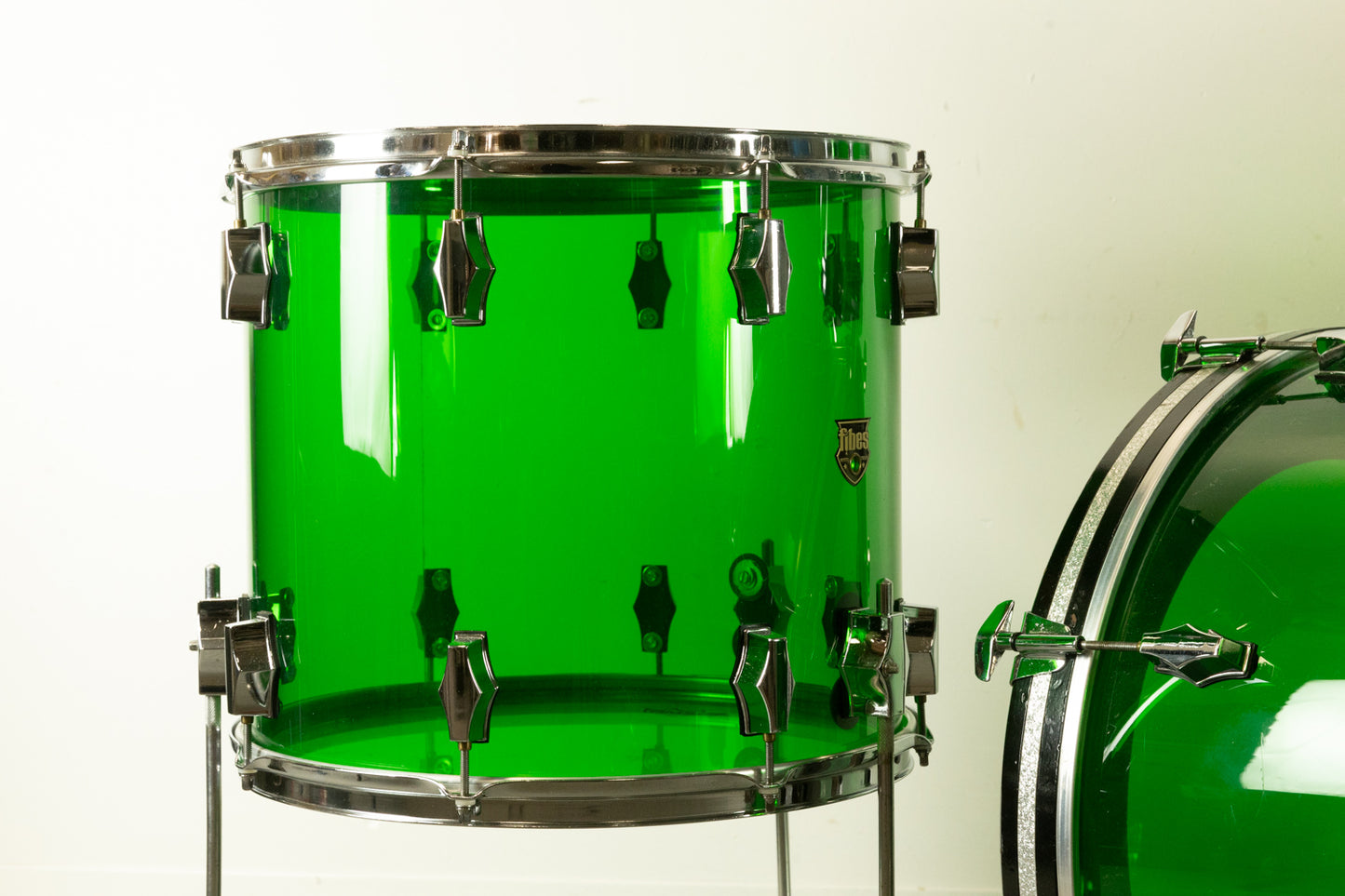 2000s Fibes Green Crystalite Drum Set