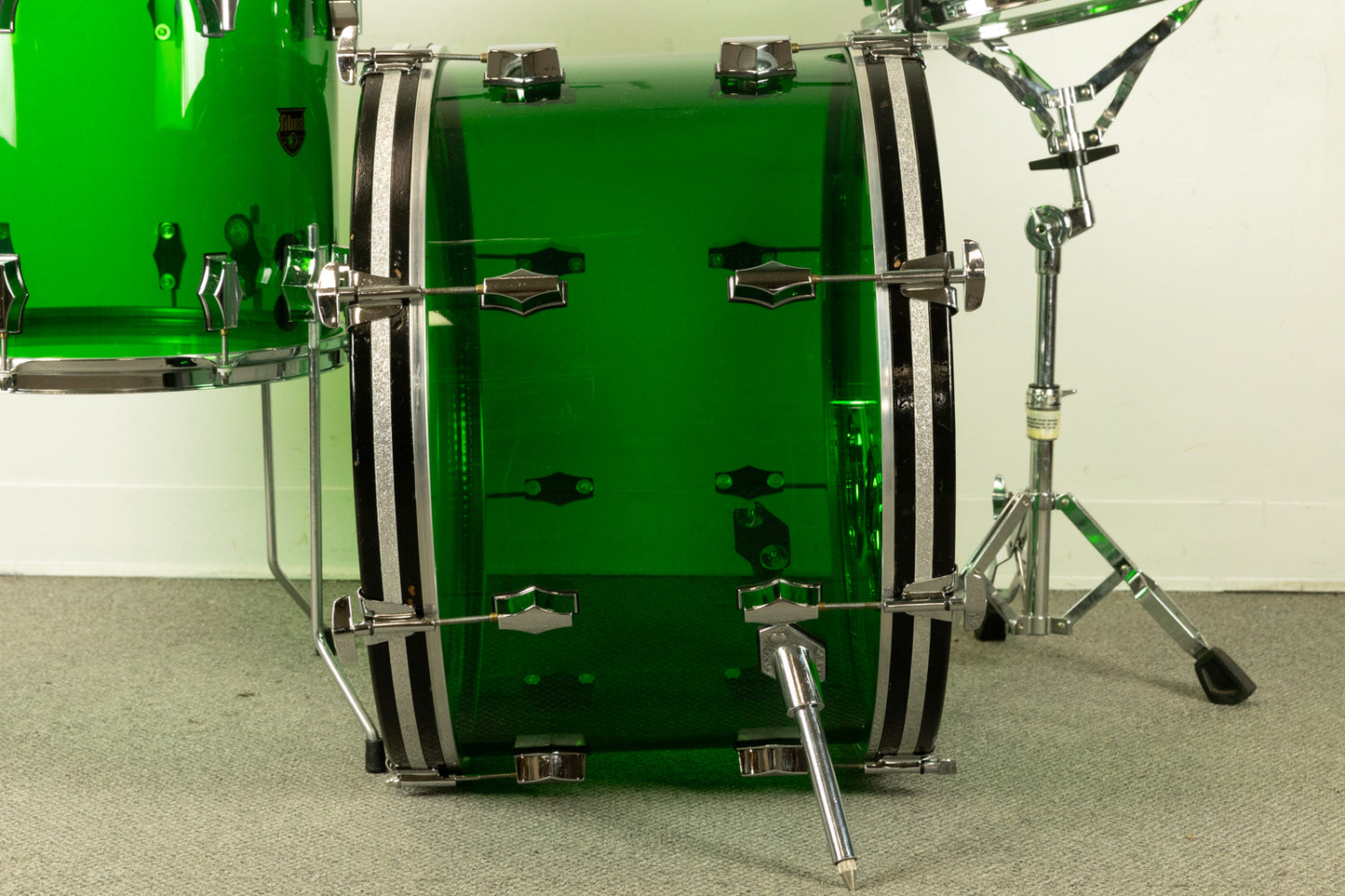 2000s Fibes Green Crystalite Drum Set