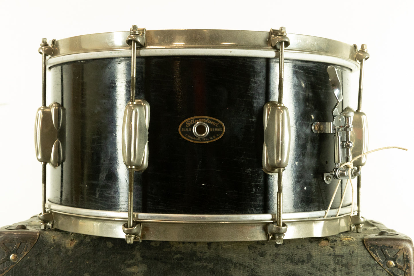 1950s Slingerland 7x14 "Black Lacquer Duco" Student Radio King Snare Drum