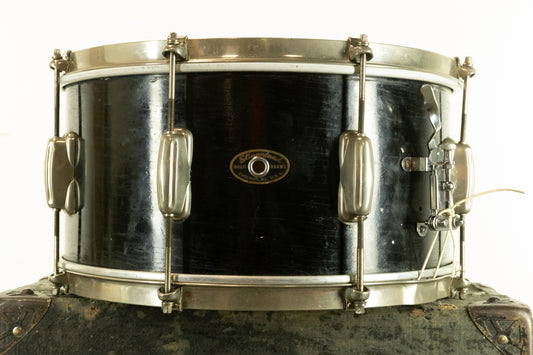 1950s Slingerland 7x14 "Black Lacquer Duco" Student Radio King Snare Drum