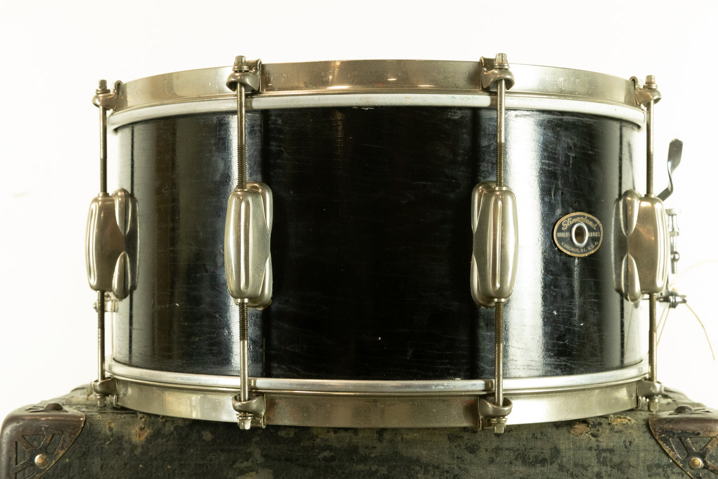 1950s Slingerland 7x14 "Black Lacquer Duco" Student Radio King Snare Drum